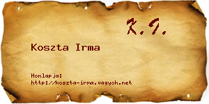 Koszta Irma névjegykártya